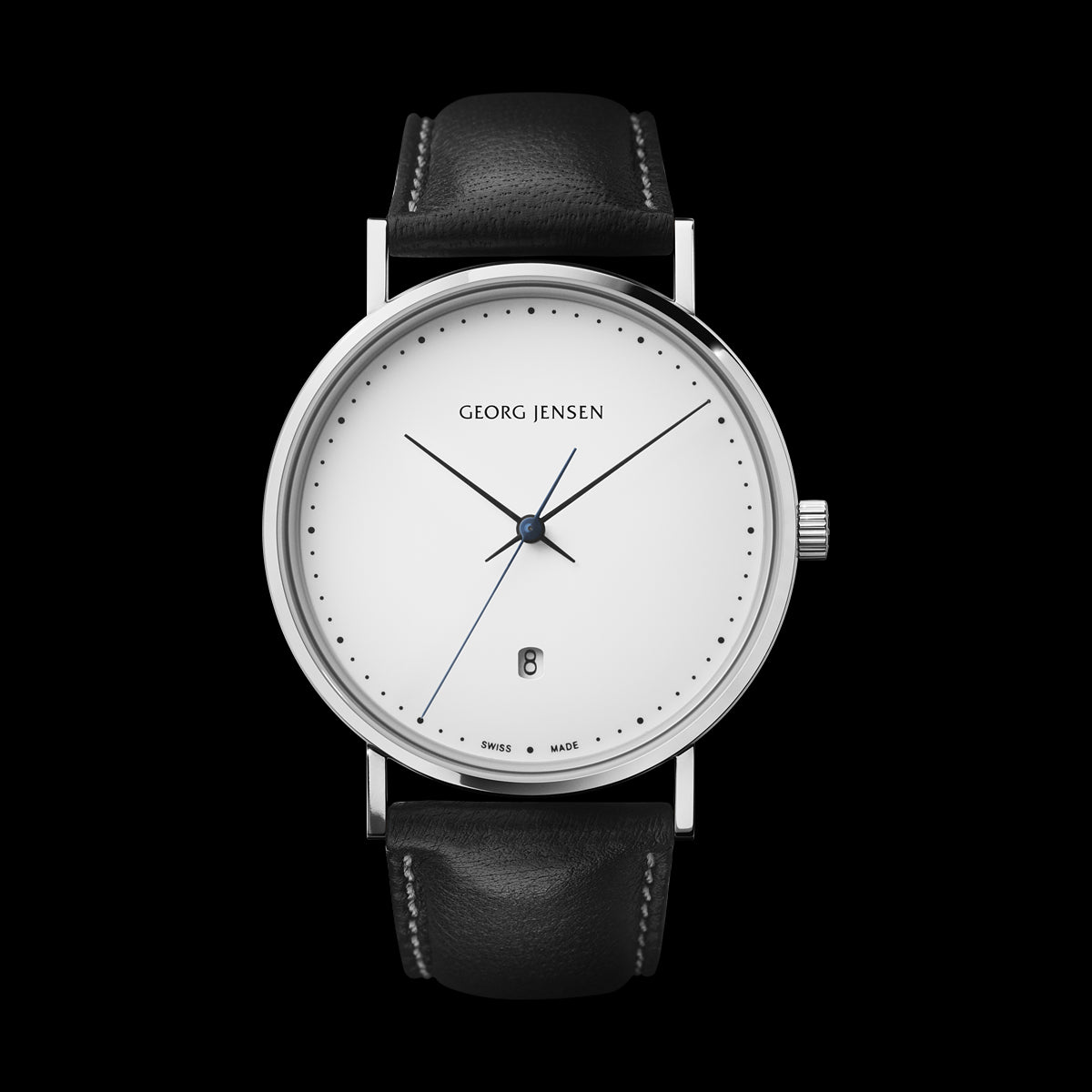 HK303 41MM 3H DATE QUARTZ, WHITE DIAL, BLACK CALF