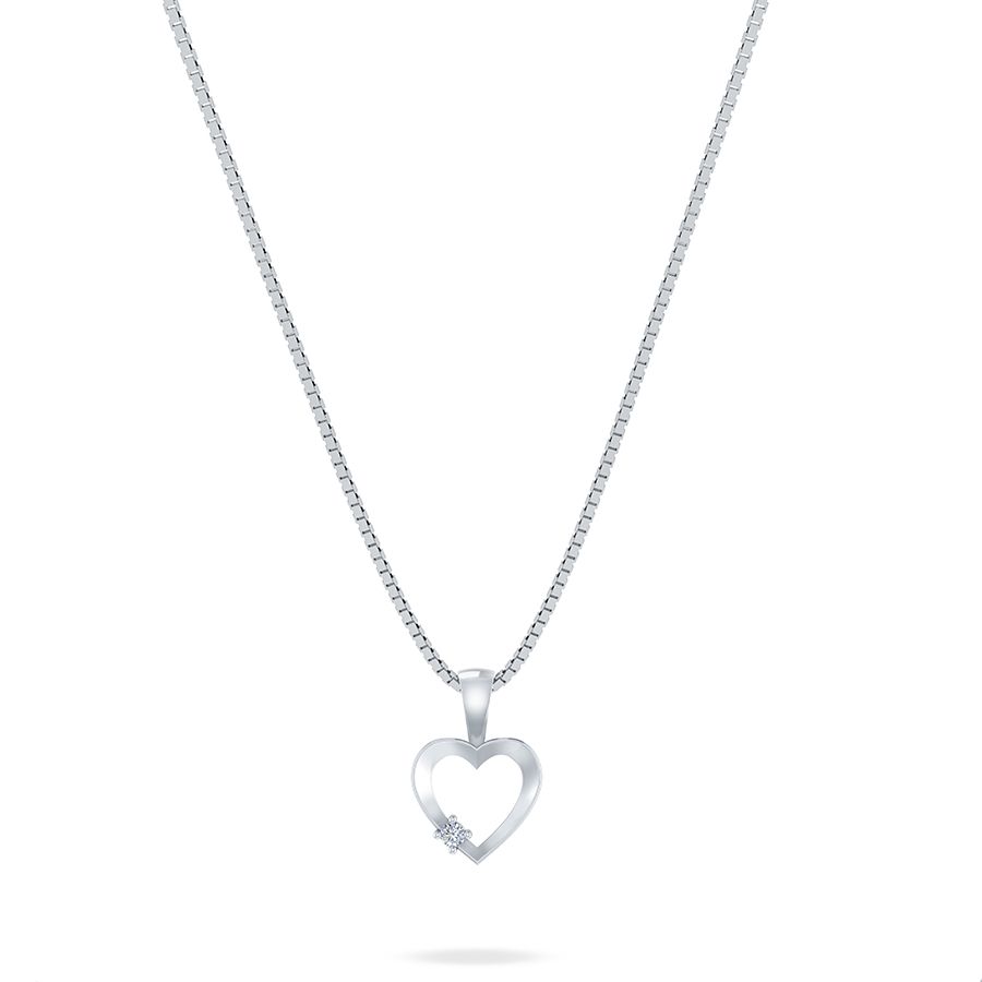 Henrik Ørsnes Design Hjerte 8 Karat Hvidguld Vedhæng med Diamant 0,015 Carat W/SI