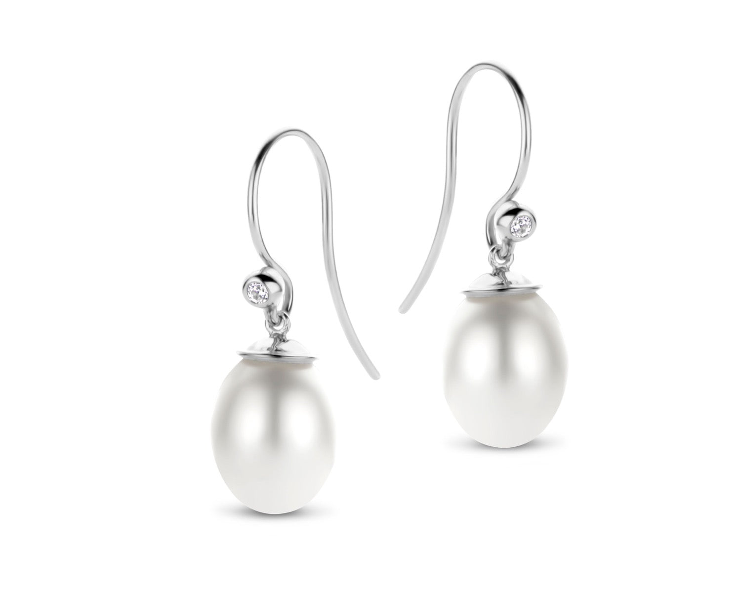 Figaro Rhodineret Sølv Øreringe fra Spirit Icons med Ferskvandsperler