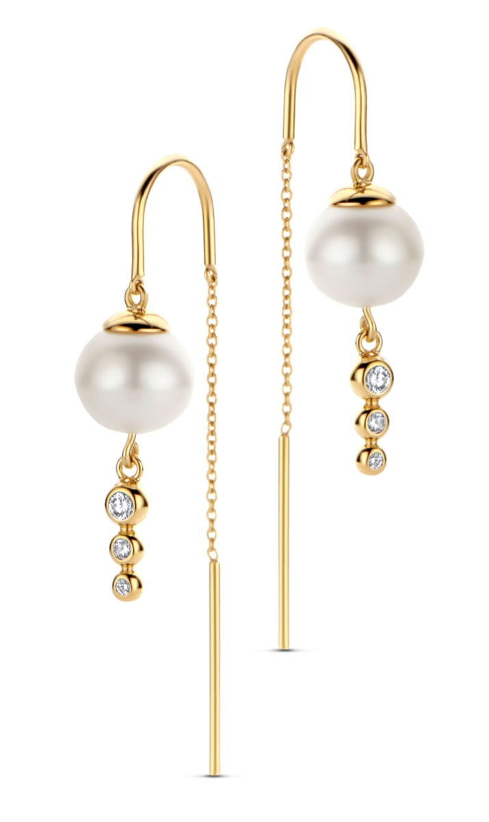 Swan Hanger Forgyldt Sølv Øreringe fra Spirit Icons med Ferskvandsperler