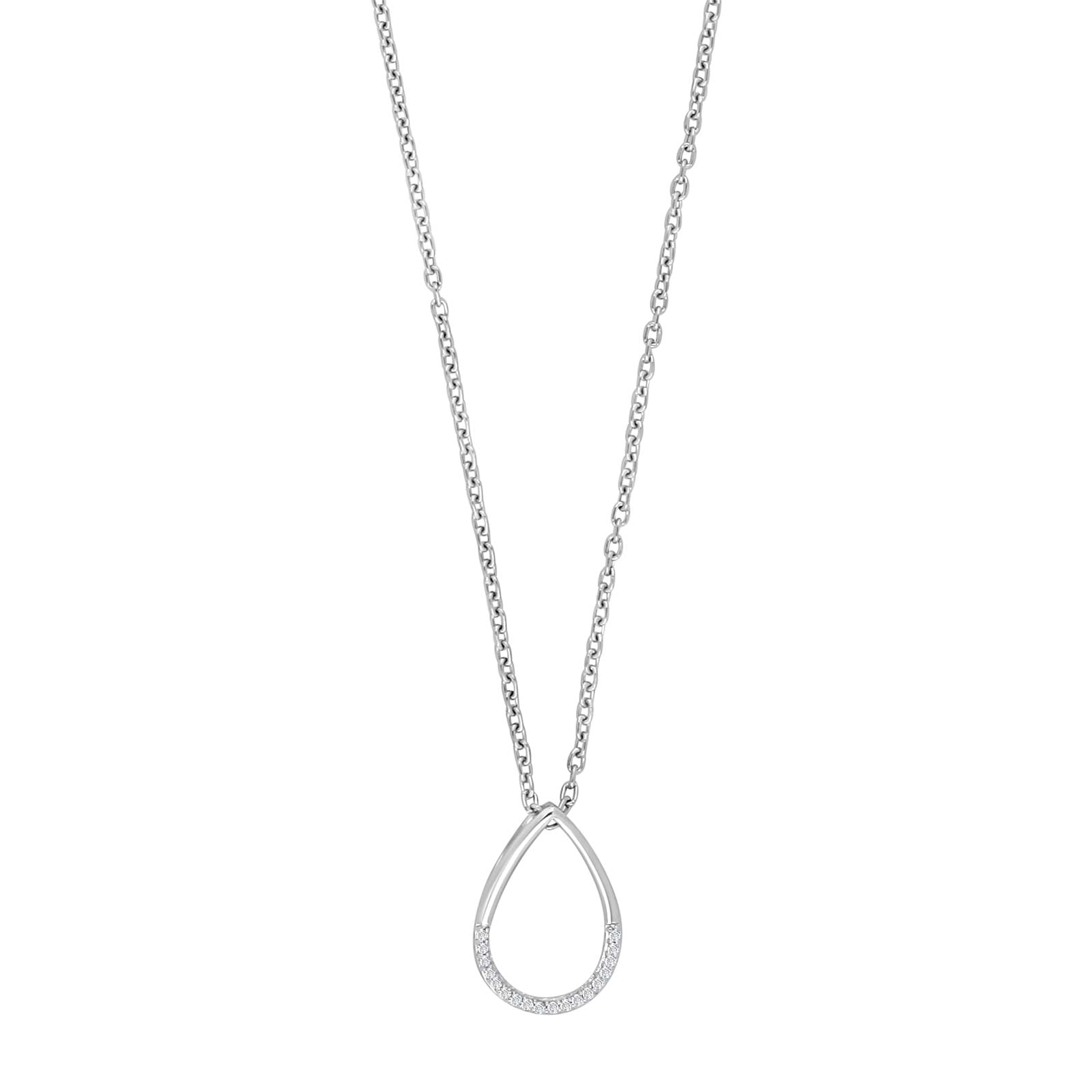 14KT. HVIDGULDSVEDHÆNG M/DIA. 0.03CT W/SI INKL. RH