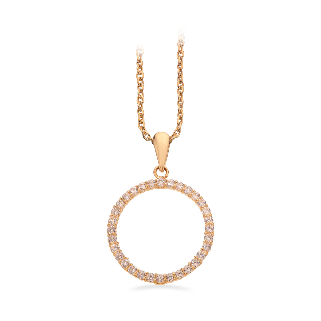 VEDHÆNG CIRKEL CUBIC ZIR. 8 KT SØLVKÆDE