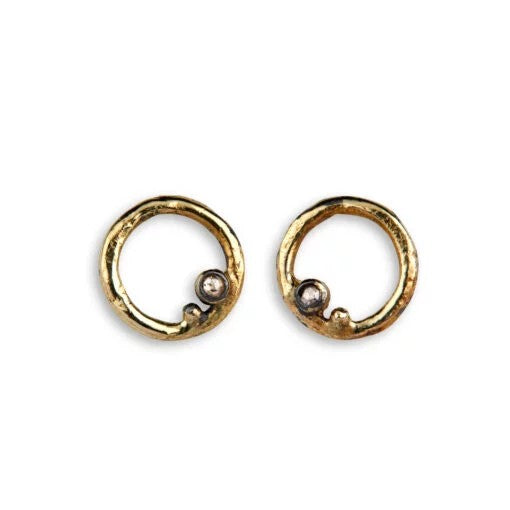 Savannah Sterling Sølv Ørestikker fra By Birdie med 18 Karat Guld og Brillanter 0,03 Carat