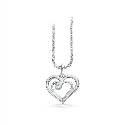 HJERTE 0,02 H-W/SI 14 KT.M/ SØLVKÆDE