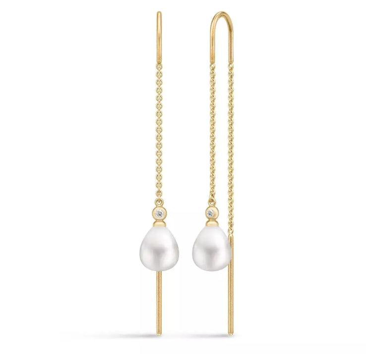 TASHA CHAIN EARRINGS WHITE PEARL