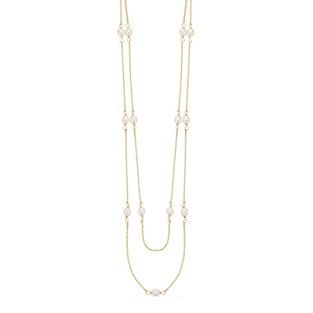 HALSKÆDE FKP. DOBBELT RK. 42+3CM 9 KT.