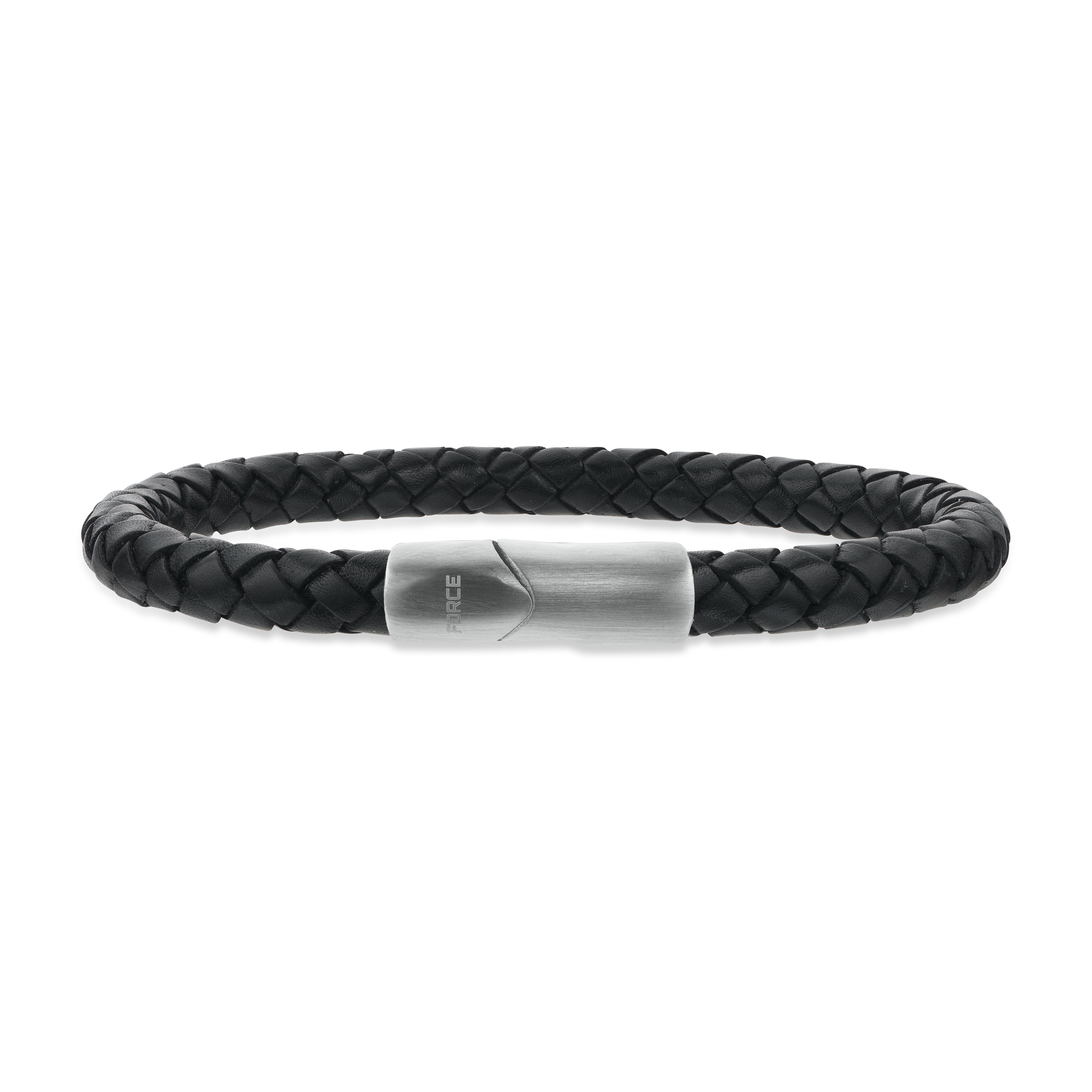 FORCE ARMBÅND SORT LÆDER M. STÅL LÅS 23 CM