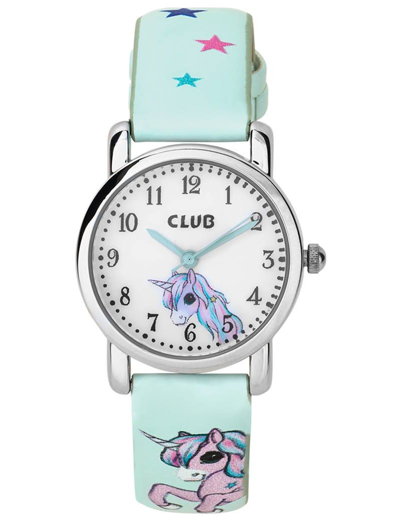 CLUB PIGE STÅL LYSEBLÅ REM M. ENHJØRNING