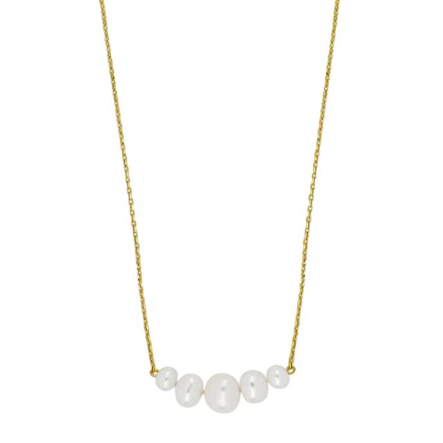 9KT. GULD HALSKÆDE M/ FVK. PERLER