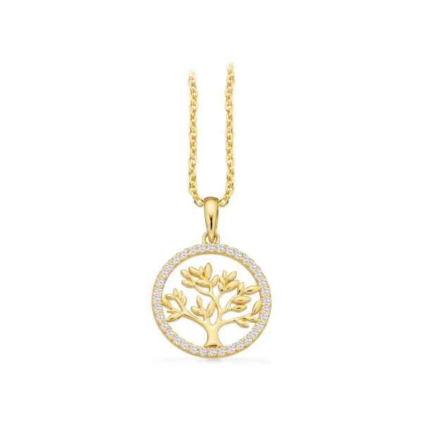 VEDHÆNG LIVETS TRÆ CUBIC ZIR. 8 KT. M/SØLVKÆDE