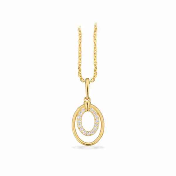 VEDHÆNG OVAL CUBIC ZIR. 8 KT. M/SØLVKÆDE