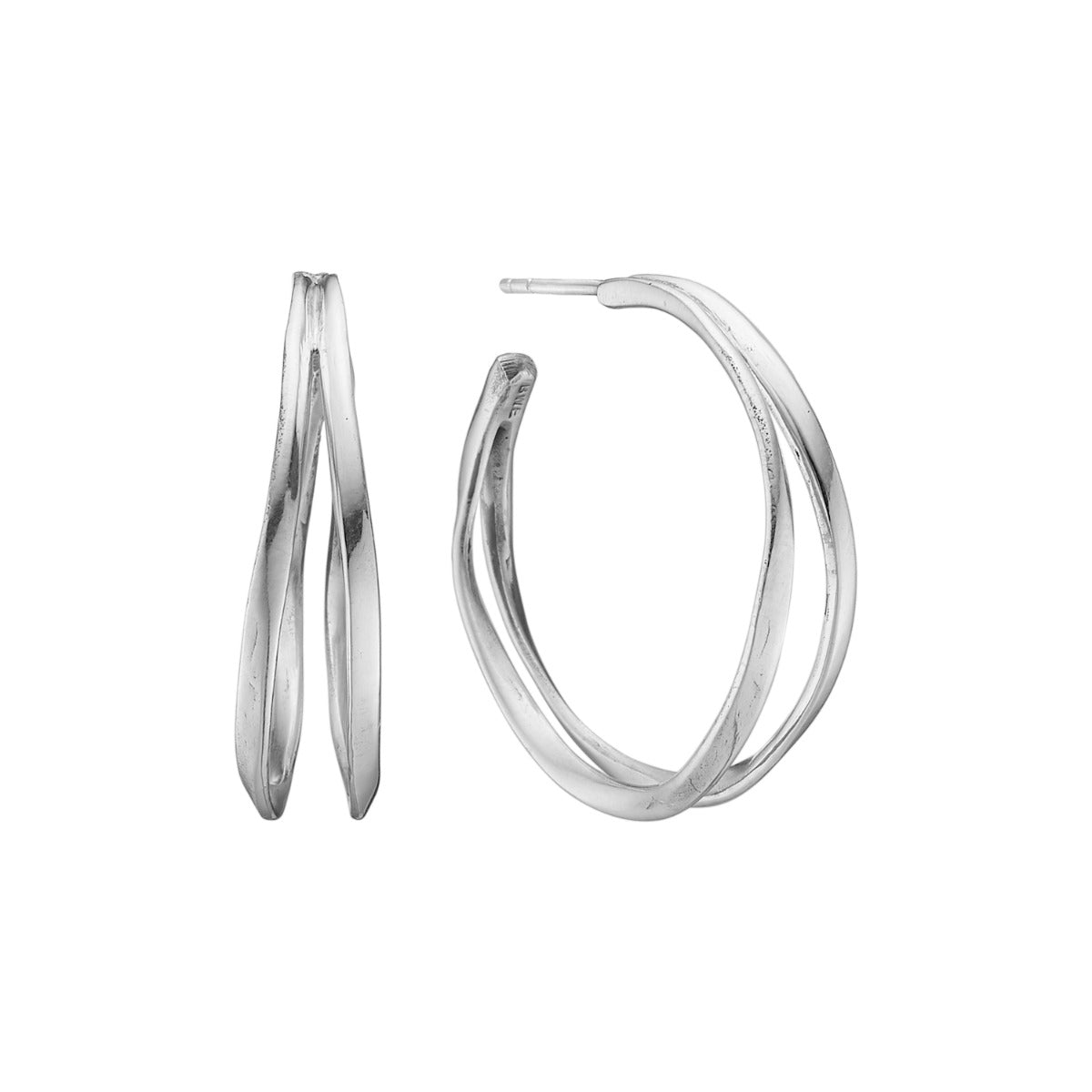 By Birdie Lotus Silver Creol Sterling Sølv Øreringe