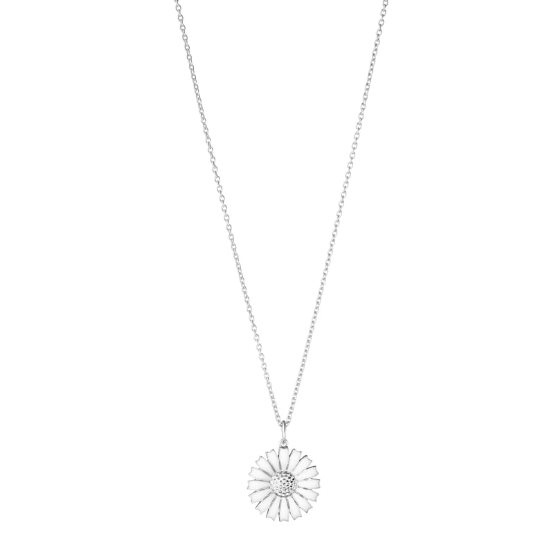 DAISY PENDANT 2024 SILVER RH WHITE ENAMEL 18 MM