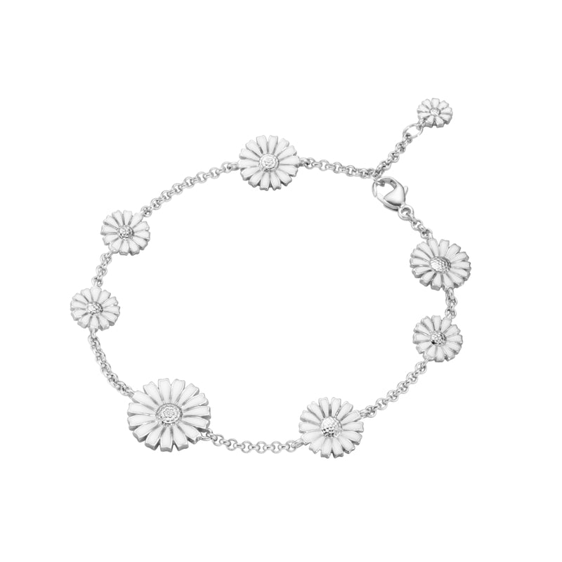 DAISY BRACELET 2024 550 SILVER RH WHITE ENAMEL 18.5 CM