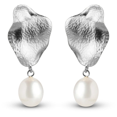 Caia Large Sterling Sølv Øreringe fra Enamel med Perle