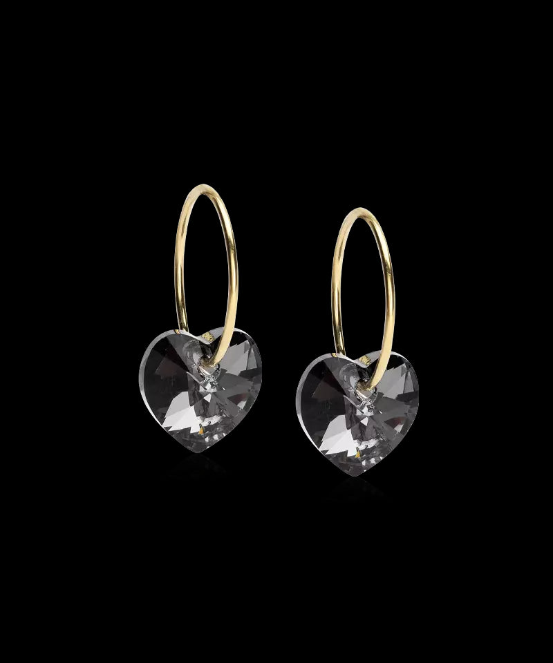 GT EAR RING 14 MM, HEART 10 MM, BLACK DIAMOND