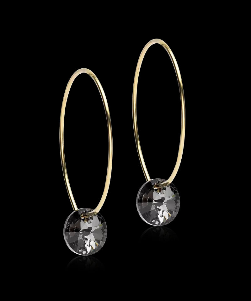 GT EAR RING 25 MM, ROUND 8 MM, BLACK DIAMOND