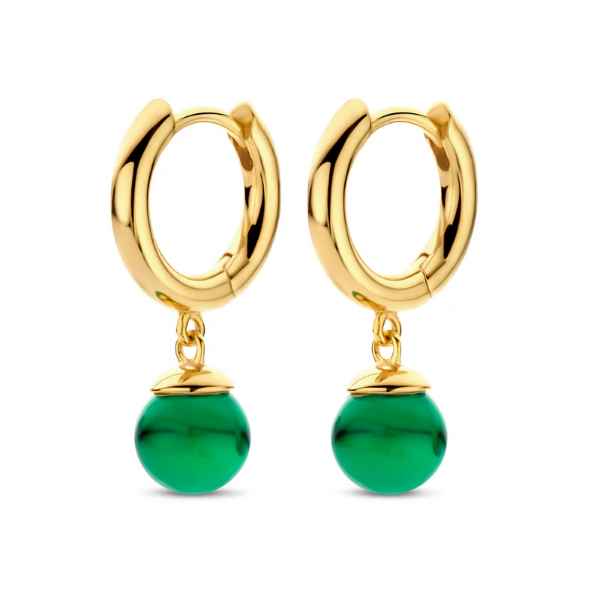 Spirit Icons Figaro Hoop Green Forgyldt Sølv Øreringe