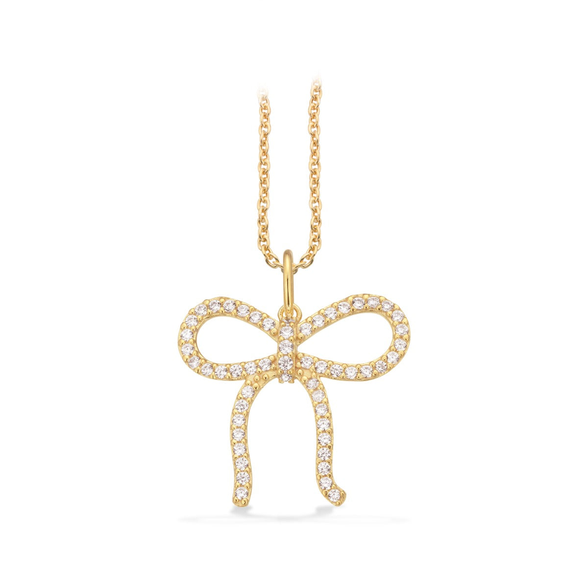 VEDHÆNG SLØJFE CUBIC ZIR. SØLV FG. M/KÆDE