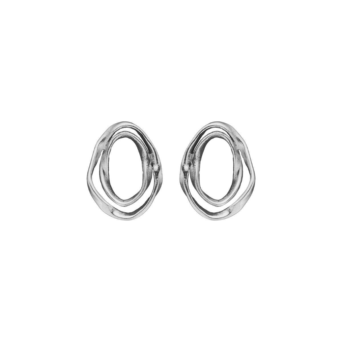 By Birdie Lotus Oval Duo Small Øreringe i Sterling Sølv