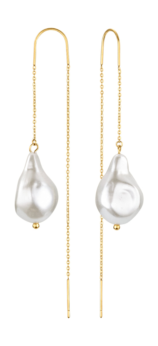 STÅL ØREHÆNGER M.BAROKPERLE