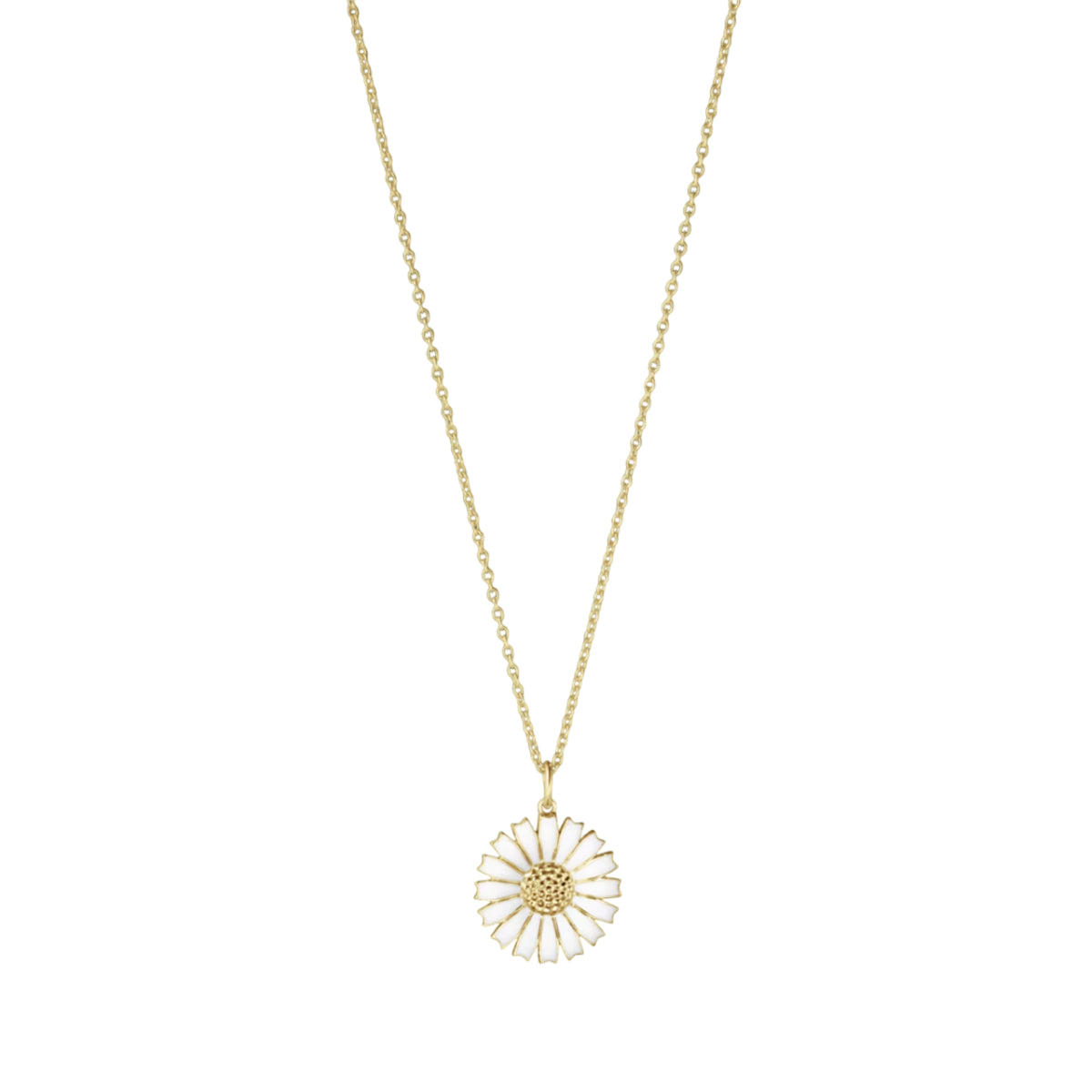 DAISY PENDANT 2025 SILVER GP WHITE ENAMEL 18 MM