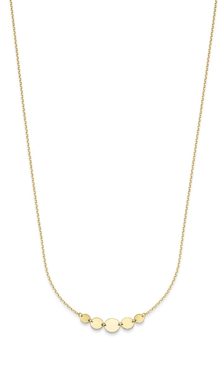 9KT.COLLIER 5 RUNDE PLADER