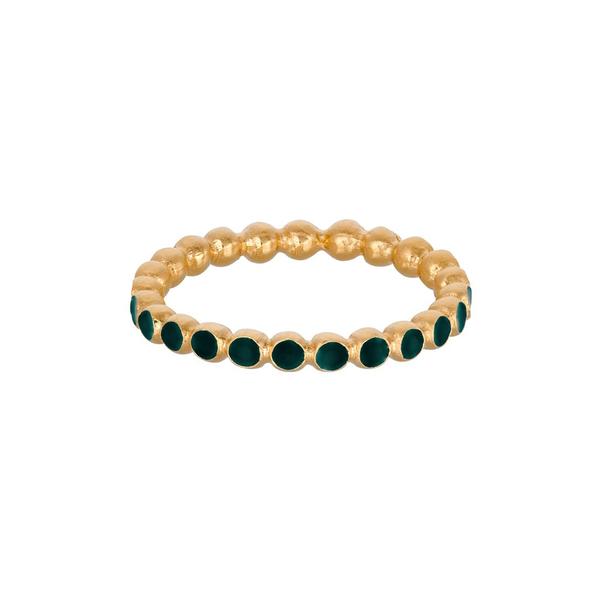 Pernille Corydon Pixel Green Ring i Forgyldt Sølv