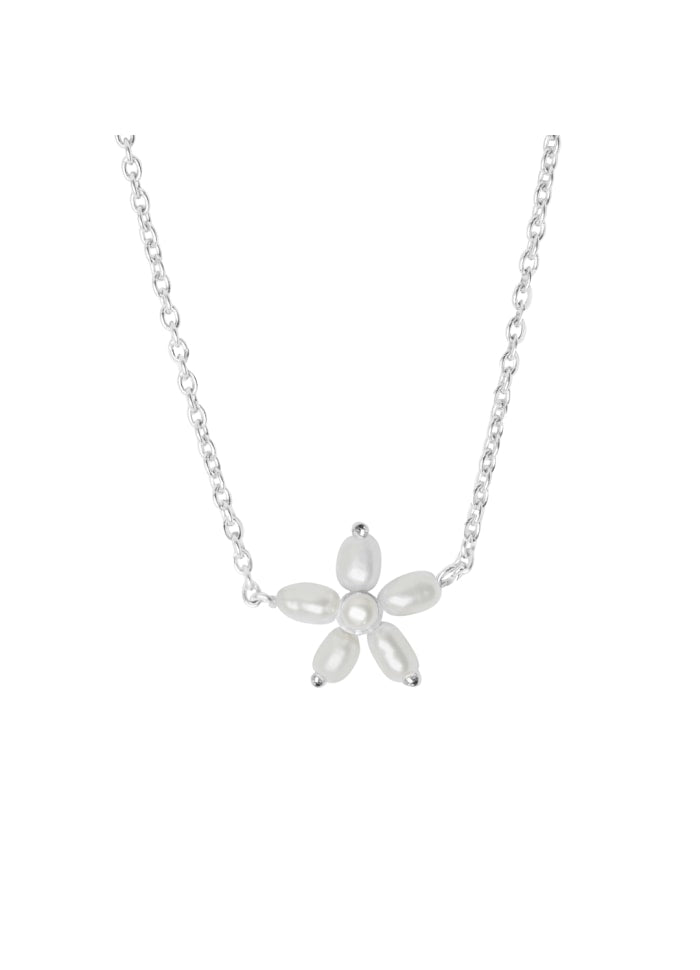 PEARL SIGNATURE NECKLACE-R RHOD SILVER