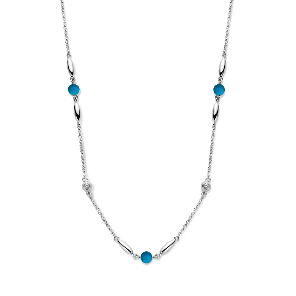 CORNELIA NECKLACE SL/CZ BLUE AGATE CZ