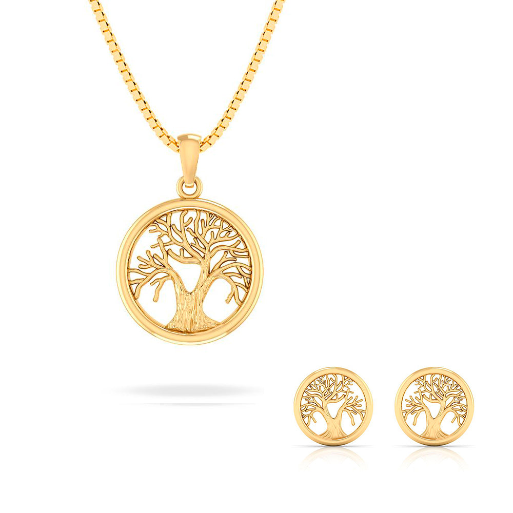 Smykkekæden Lykke Livets Træ Forgyldt Sølv Smykkesæt
