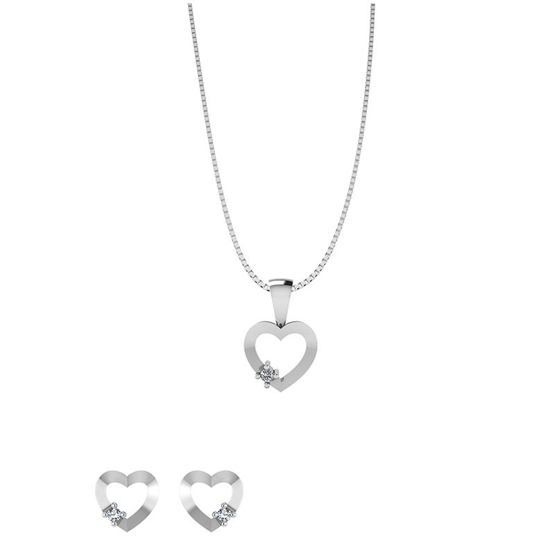 SØLV SMYKKESÆT HJERTE M.ZIR
