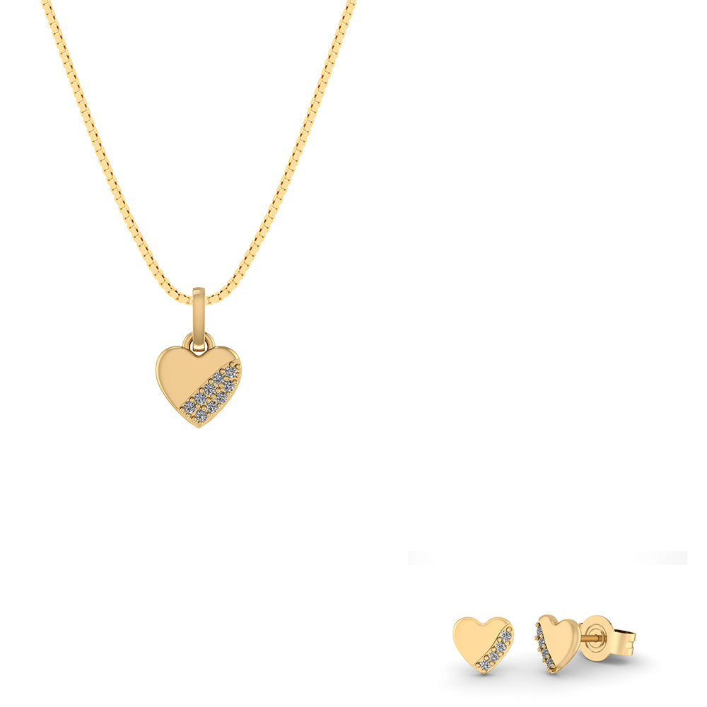 Smykkekæden Hjerte Smykkesæt i Forgyldt Sølv SÆT638