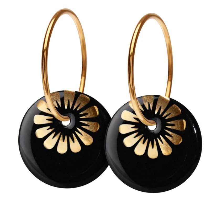 SØLV ØRERING BLOOM BLACK/GOLD