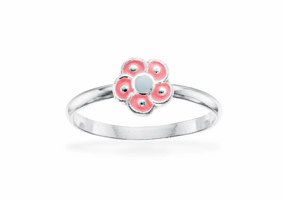 GIRLS RING ROSA BLOMST STR. 42-50