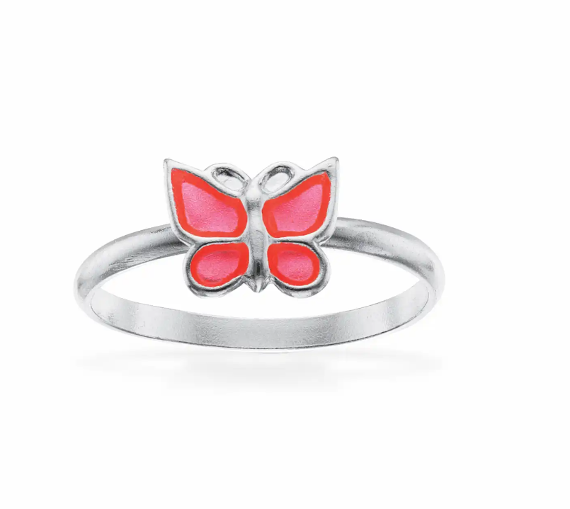 GIRLS RING PINK SOMMERFUGL
