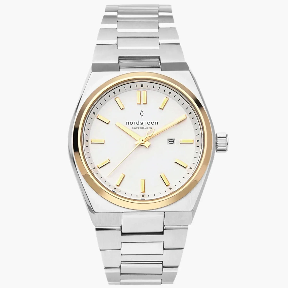 SUCCESSION WHITE DIAL ON SILVER/GOLD CASE WITH SILVER H-LINK WATCH STRAP