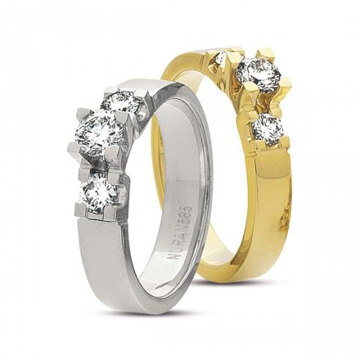14KT.ALLI.RING SOLITAIRE 1X0,12+2X0,04CT