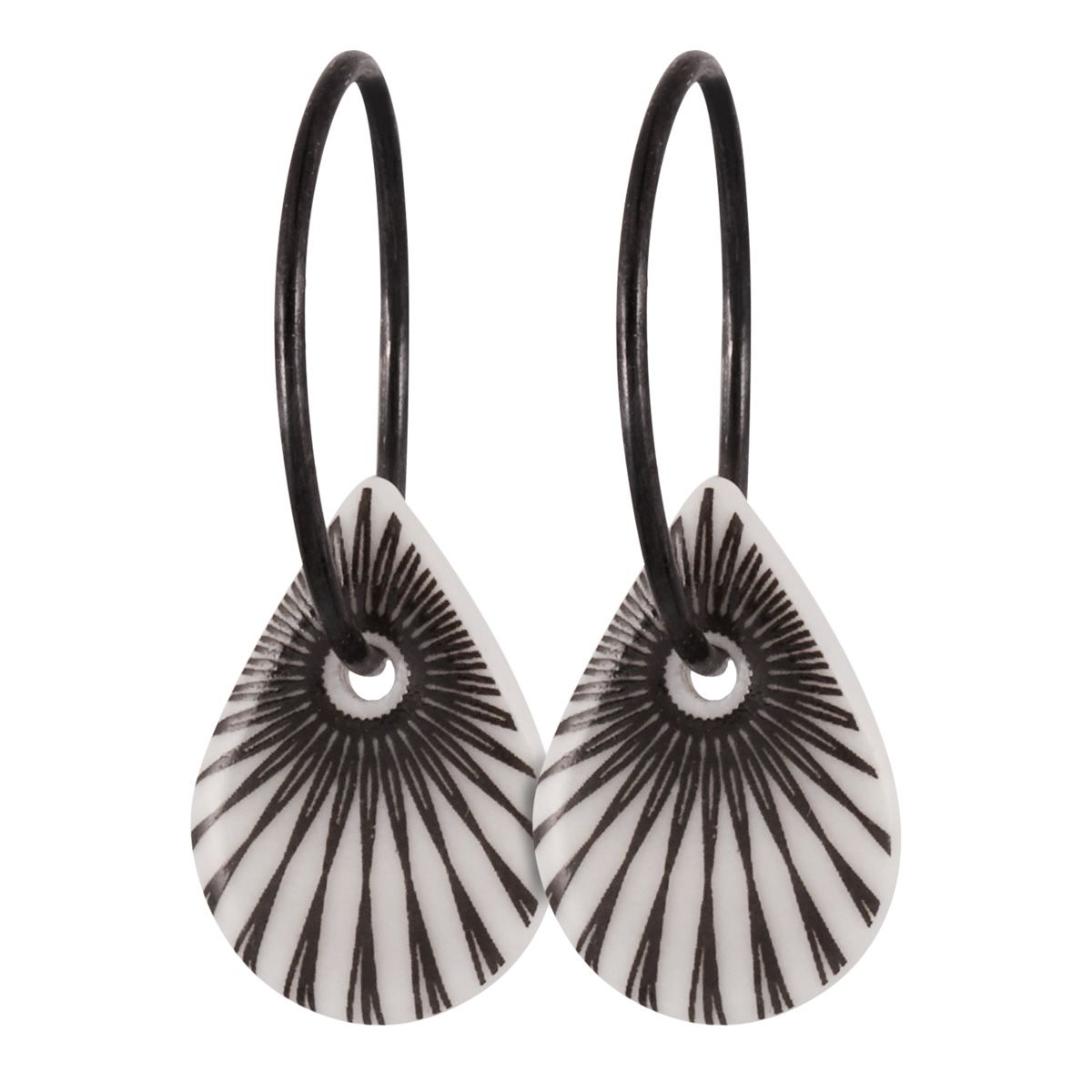 Scherning, Splash Teardrop Hoops, Black/Sort Sølv