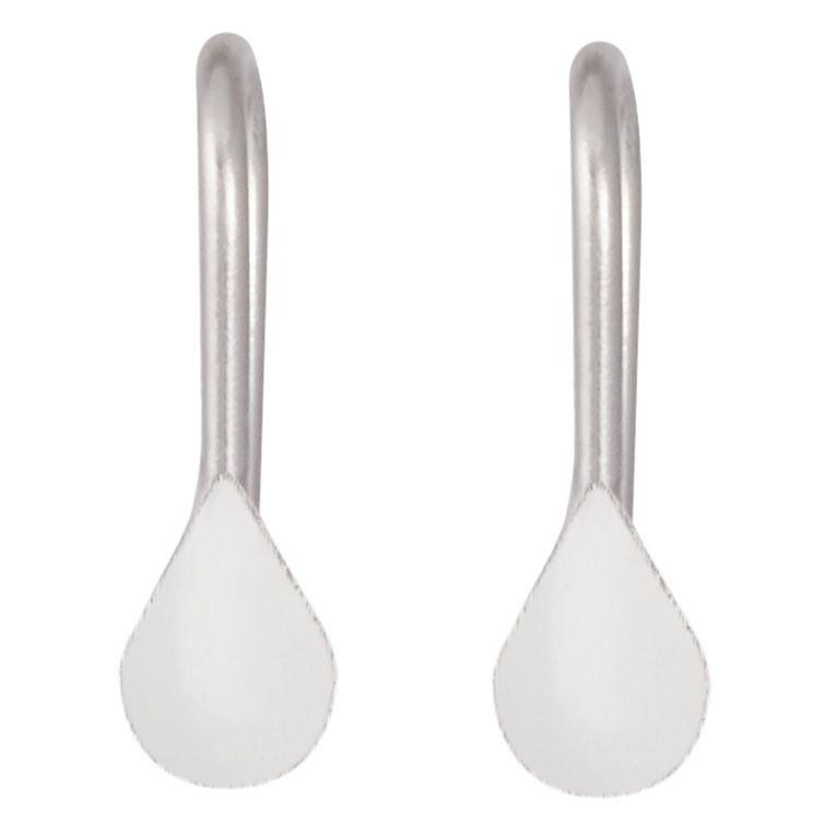Scherning, Tiny Teardrop Ørekroge, Hvid/Sølv