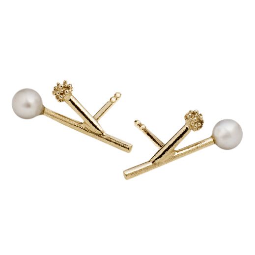 TRINE WILKENS, TWIG PEARL ØRESTIKKER, FORGYLDT