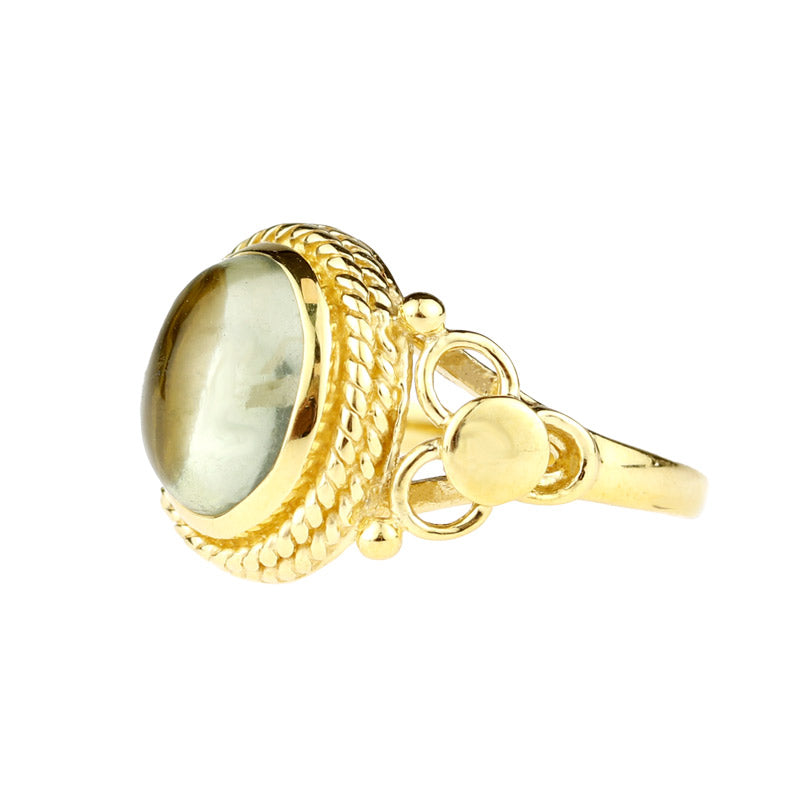 A Lemon Story Vilja Forgyldt Sølv Ring med Grøn Ametyst