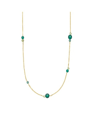 Izabel Camille Halskæde i Forgyldt Sølv med Grøn Onyx, Print Og Aventurin
