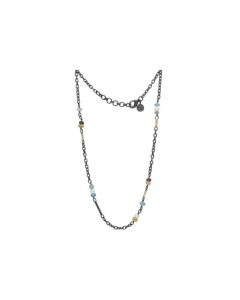By Birdie Jacqueline Stone And Pearl Sterling Sølv Halskæde med 14 Karat Guld, Sten Og Perler 