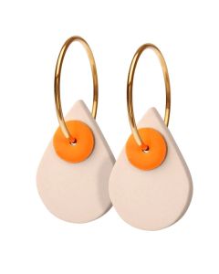 Aura Nude Neon Orange Rosaforgyldt Sølv Ørestikker fra Scherning med Porcelæn Og Emalje 