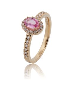 Henrik Ørsnes Design Ring i 14 Karat Guld med Pink Safir og Diamanter 0,023 Carat W/SI