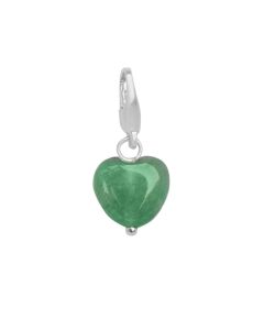 byBiehl Soft Heart Charm i Sterling Sølv med Grøn Agat 