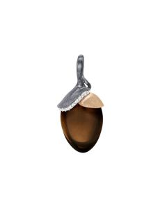 Ole Lynggaard Stor Lotus Sterling Sølv Vedhæng med 18 Karat Guld Og Røgkvarts og Diamanter 0,11 Carat TW/VS