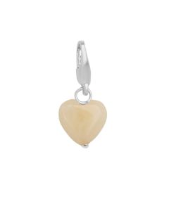 byBiehl Soft Heart Sterling Sølv Charm med Gul Jade 