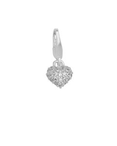 Mini Sparkle Heart Sterling Sølv Charm fra byBiehl 